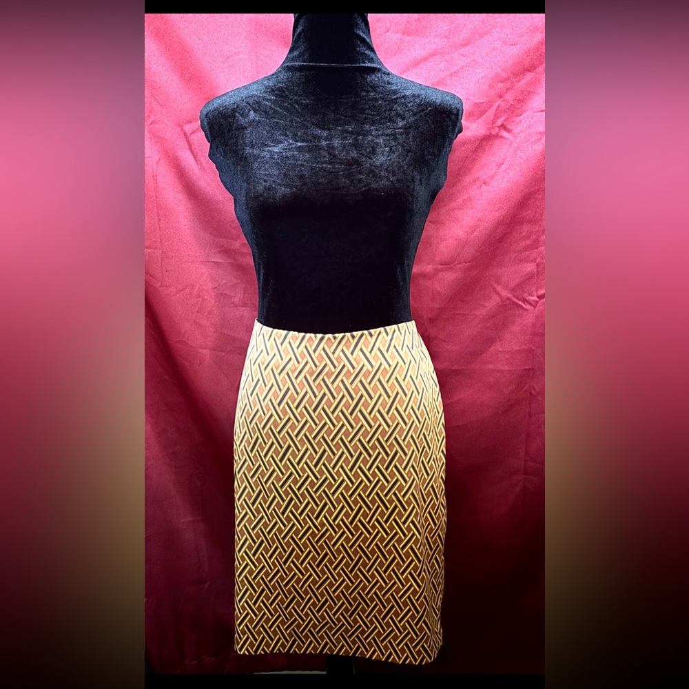 New York & Company Yellow Geometric Pencil Skirt